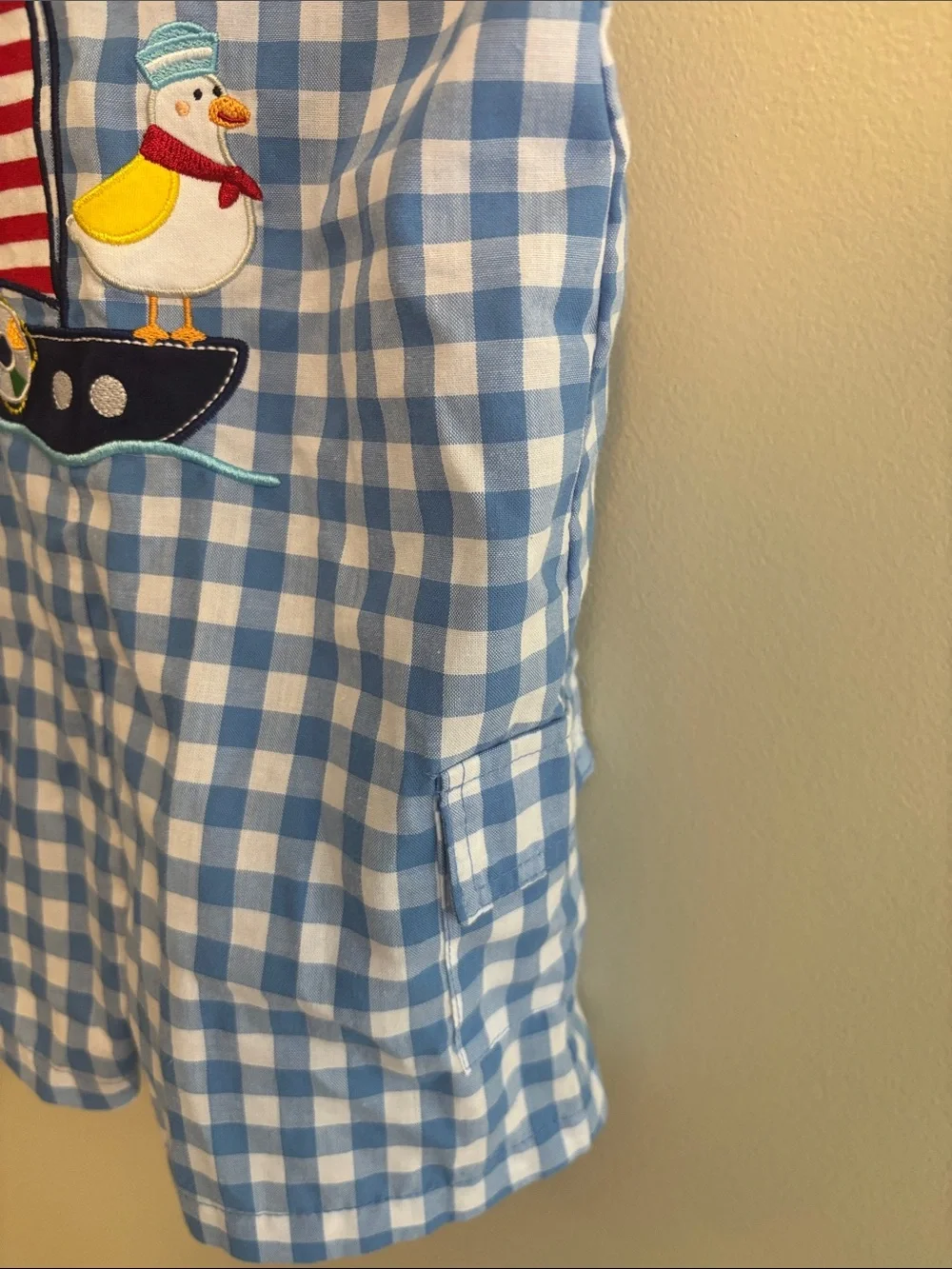 Good Lad Baby Boy Jon Jon Romper 18 Months Blue Gingham Sailboat Duck Nautical